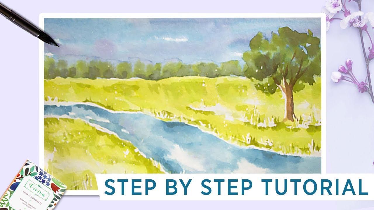 Step by Step Watercolor Tutorial | How to Paint a Landscape with