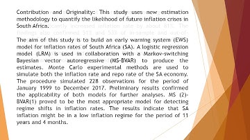On the Prediction of the Inflation Crises of South Africa Using Markov Switching Bayesian Vector Aut