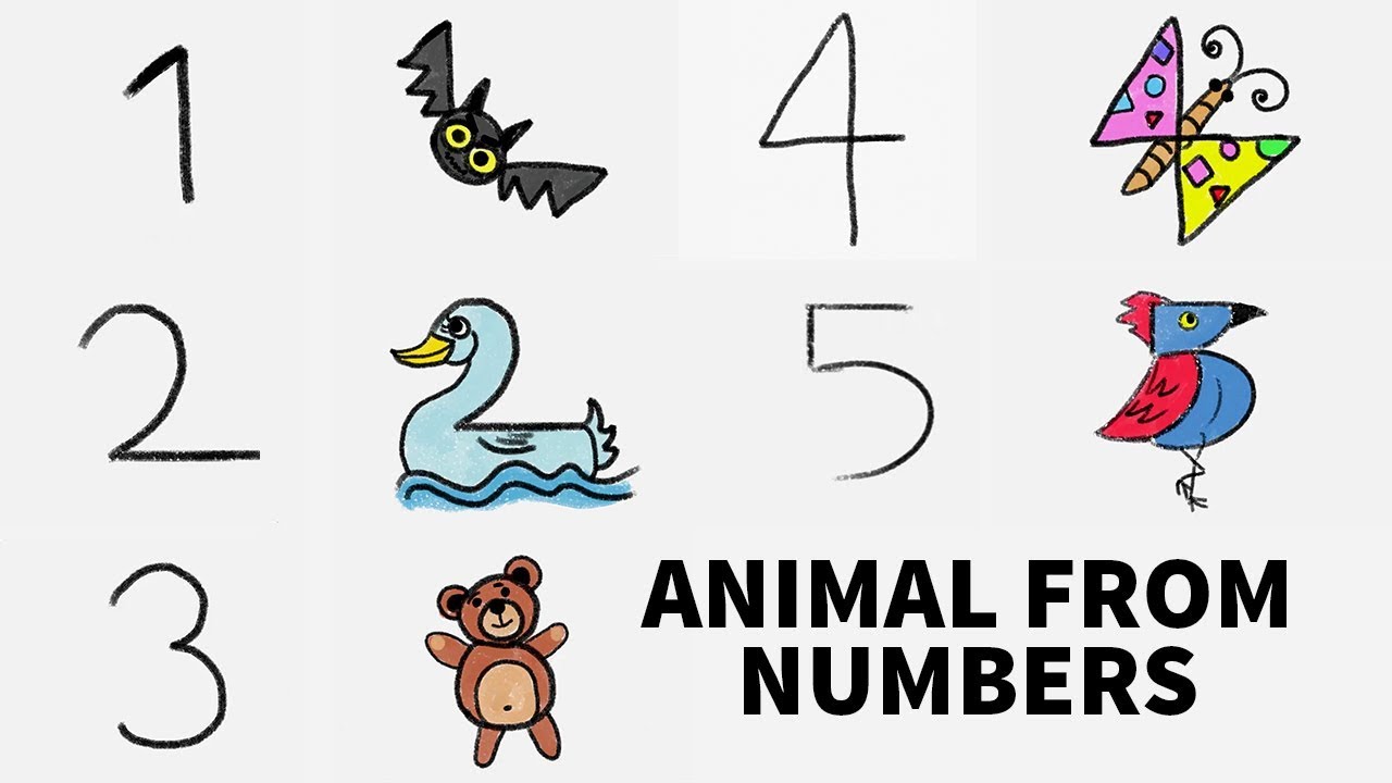 How To Draw Anything From Numbers Easy 5 Drawing And Coloring From Numbers For Kids 1 5 Youtube