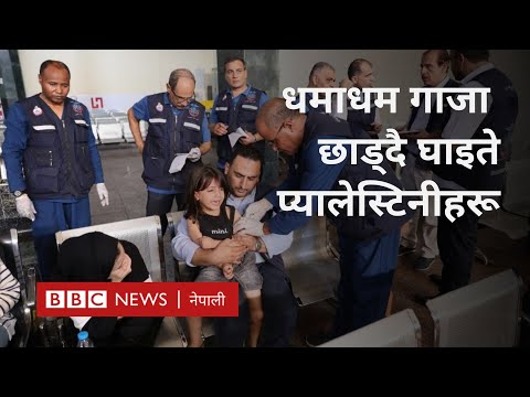 Palestinians leaving Gaza:धमाधम गाजा छाड्दै घाइते प्यालेस्टिनीहरू - BBC News Nepali