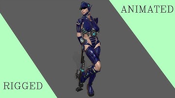 Sci Fi Ranger Blue color Animations Marmoset