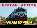 Awam Express Train Arrival Action at Drig Road Junction Railway Station, Locomotive GEU-40 Leads