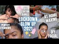 I did EXTREME LOCKDOWN GLOW UP ✨Routine | Body hair waxing, DIY curtain bangs, Clogged pores Facial