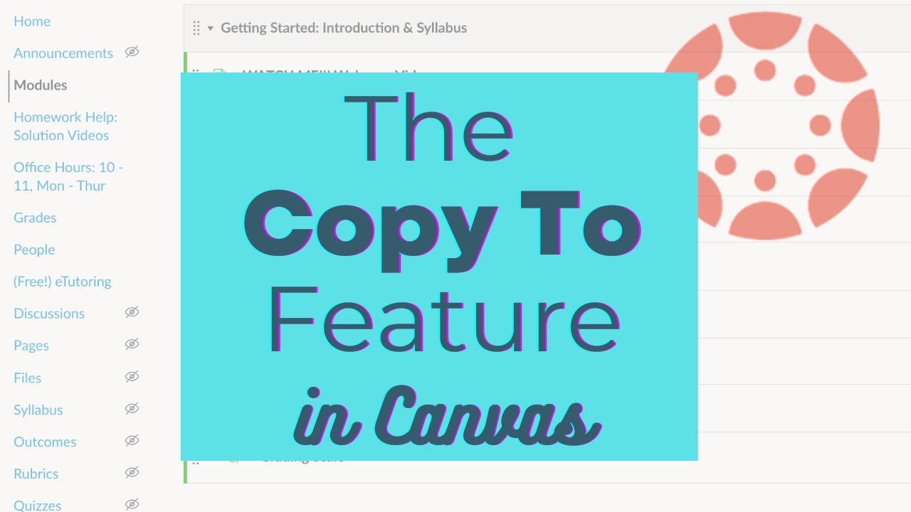 Copy to Feature in Canvas Easily copy items from one class to another