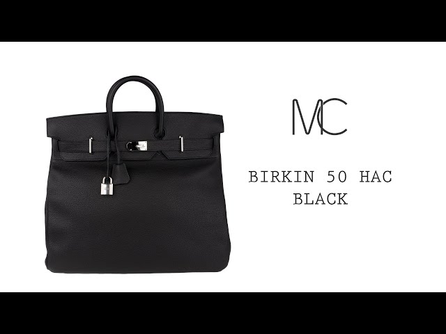Hermes HAC 50 Birkin Bag Black Palladium Hardware Togo Leather