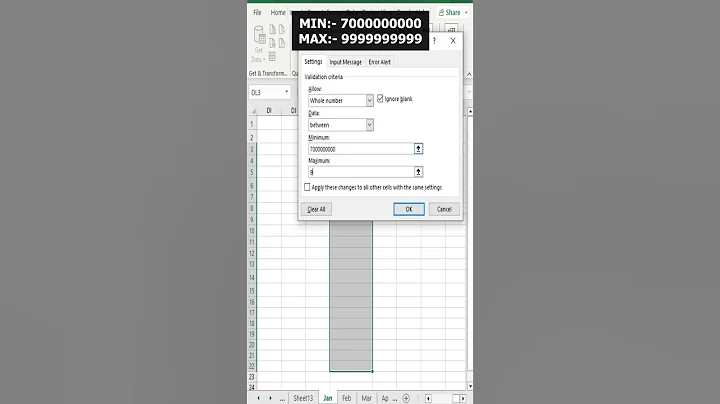 Excel ProTrick - Enter Mobile no  with Data Validation #exceltricks #shorts