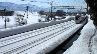 上越線　681系スノーラビット特急はくたか8号　塩沢駅付近にて