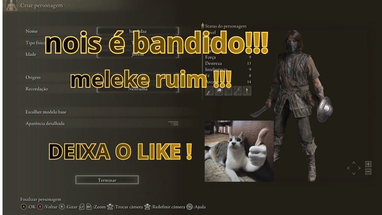 JOGANDO ELDEN RING ,MAS SÓ POSSO USAR  ARMAS INICIAIS DE CADA CLASSE , JOGANDO DE BANDIDO !!!