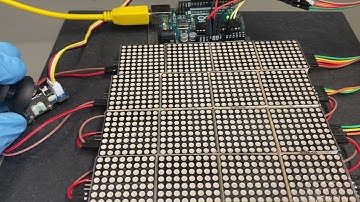 MAX 7219 Matrix with 8 By 8 LED Dot matrix controlled by Joystick operated Arduino Program.