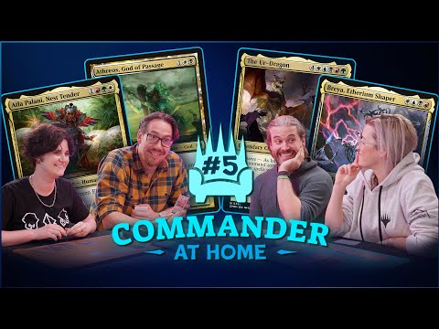 Commander at Home #5 -  Ur-Dragon vs Breya vs Atla Palani vs Athreos with Ben Brode and Ashlen Rose
