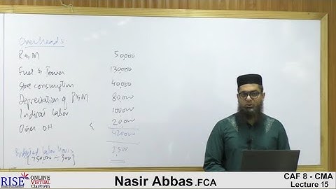 Lecture-15 #CAF8 Cost and Management Accounting By Sir Nasir Abbas #Riselecture #ICAP #CA #cma #icap
