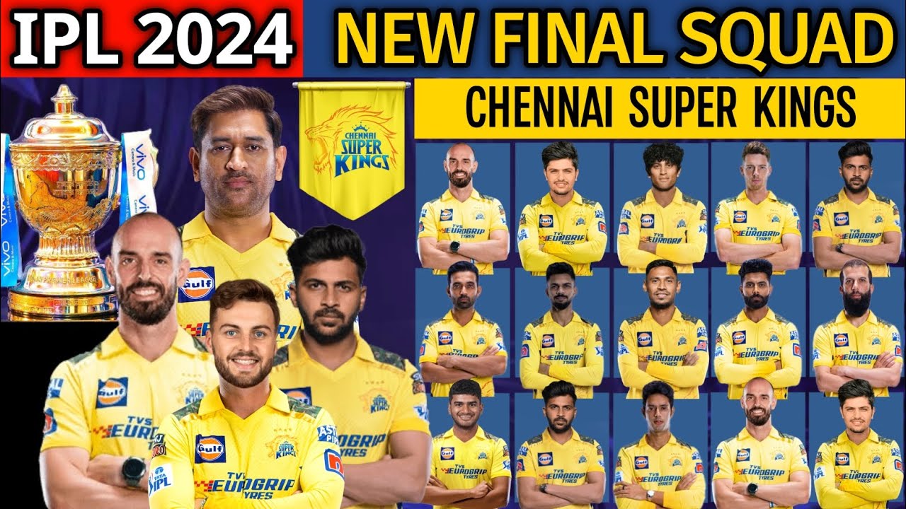 IPL 2024  Chennai Super Kings New Final Squad  CSK Team 2024 Players List  CSK 2024 Squad