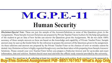 MGPE 11 Solved Assignment 2023-2024 | MGPE 11 Solved Assignment 2023-2024 In English | MGPE 11 IGNOU