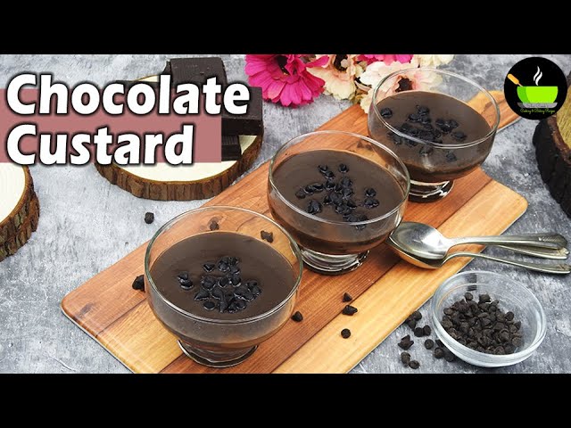 Chocolate Custard Recipe | Eggless Chocolate Pudding Custard | Quick & Easy Chocolate Dessert | She Cooks