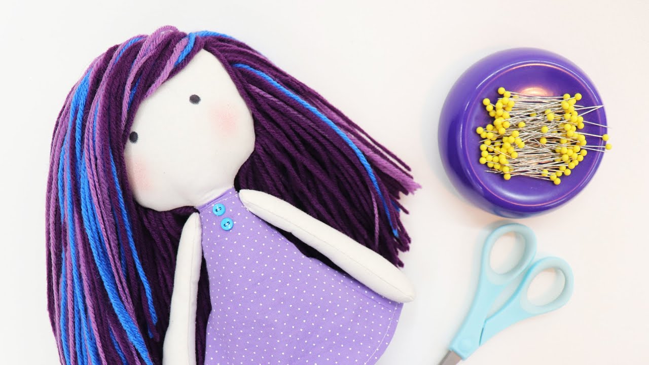 How to Sew a Rag Doll: PART 2: Adding the Hair by learncreatesew - YouTube