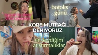 Vlog - Kore Mutfağı Deniyoruz, Botoks Günü, Beraber Market Alışverişi, Taşacak Bu Deniz Dizi Yorumum