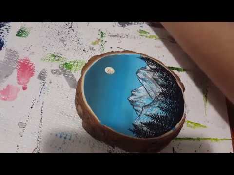 Acrylic Painting of Mountains with Trees - Time lapse - YouTube