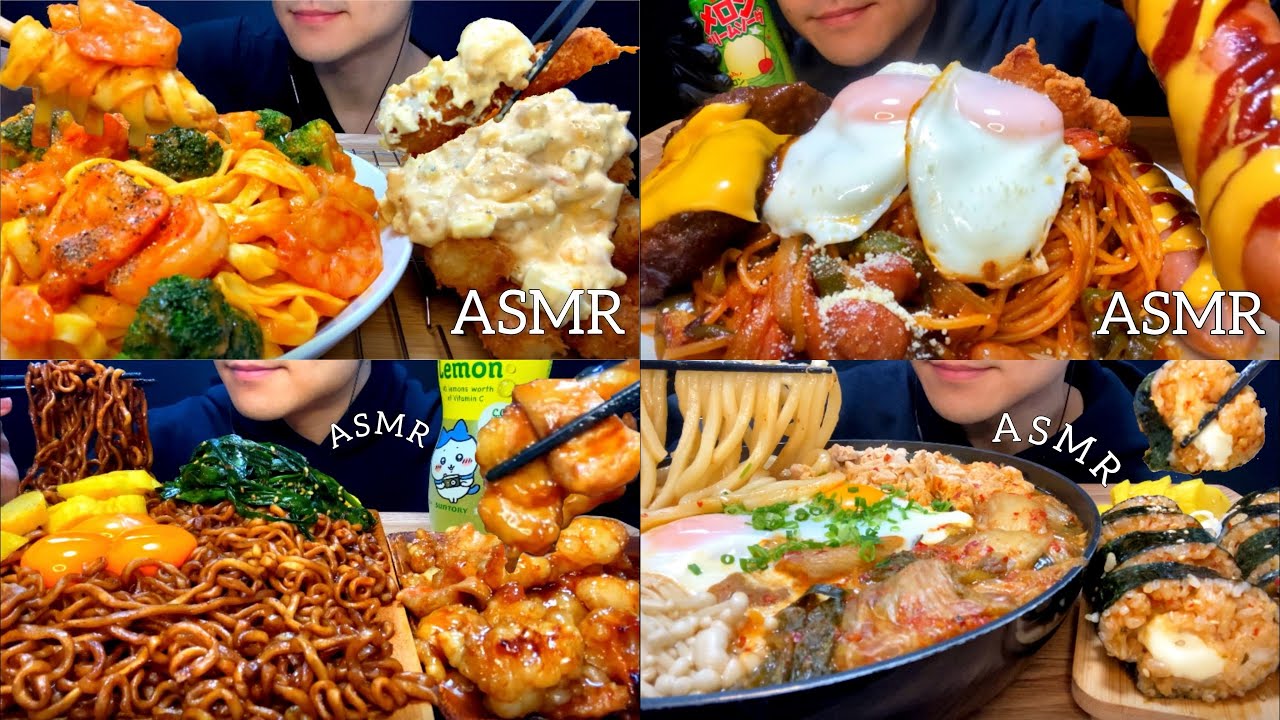 【咀嚼音まとめ】麺麺リレー〜パスタ〜パスタ〜チャパゲティ〜うどん/ASMR/EatingSounds/Mukbang/먹방