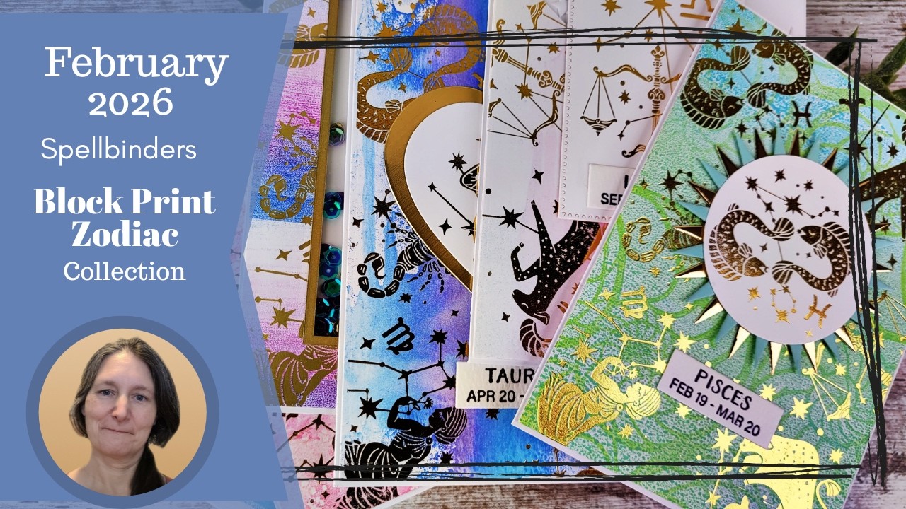 6 Cards / Block Print Zodiacs / Use Your Stash of Mixed Media Backgrounds