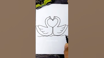 Super Easy Heart Swan Drawing Tutorial ❤️🦢 Perfect for Kids and Lovebirds! #swandrawing #drawing