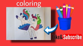 Coloring book for children.Unicorn.Flying Unicorn