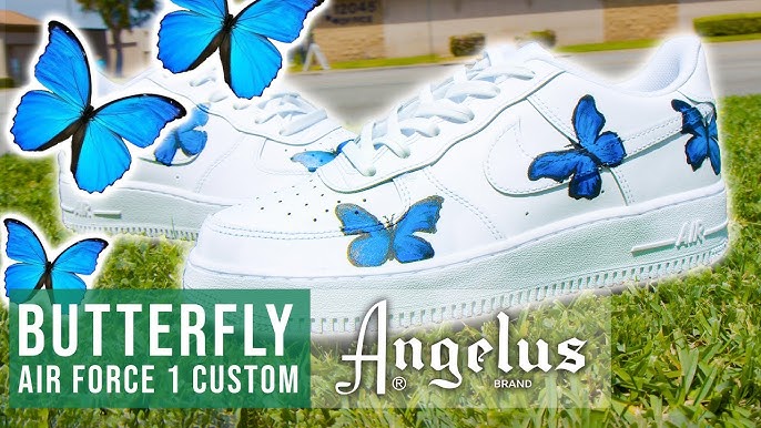 Custom Nike Air Force 1s With Various Blue Butterflies – theshoesgirl