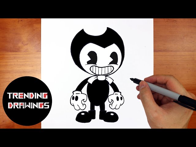 How to draw Bendy Cutout (FNF: Indie Cross) - SketchOK