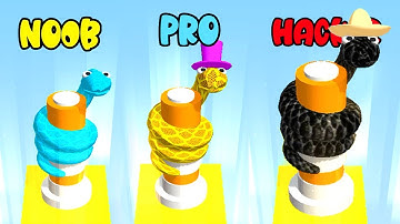 Snake Master 3D - NOOB vs PRO vs HACKER | Max Level Growing of Snake