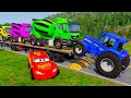 Flatbed Truck McQueen | Transportation with Truck - Pothole vs Car #57 | BeamNG.Drive Gameplay