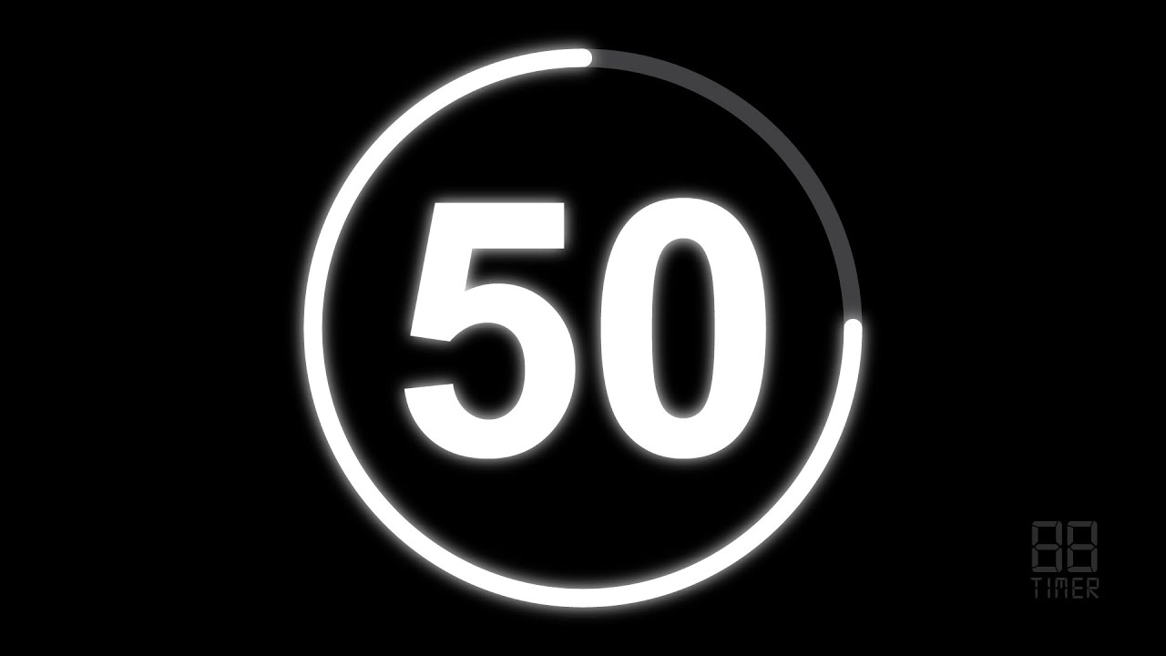 50 Second Countdown Timer with clock Ticking sound & Finish alarm beep ...