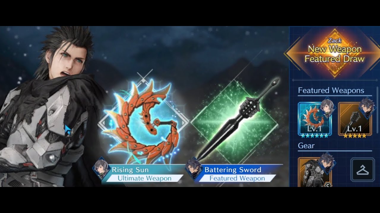 Final Fantasy 7 Ever Crisis: CCFF7 Final Chapter, Zack Weapon And Skin Banner (Pulls)