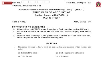 MSC 1ST SEM GMT PRINCIPLES OF ACCOUNTING NOV 2019 | PTU