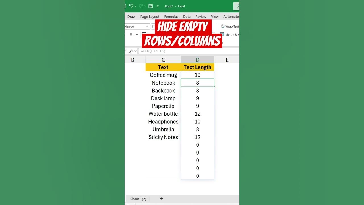 Hide Empty Rows/Column in Excel New Function Alert 🚨 YouTube