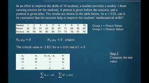 9.3 t Test Difference Between Means Dependent Samples (Part 2 of 2)