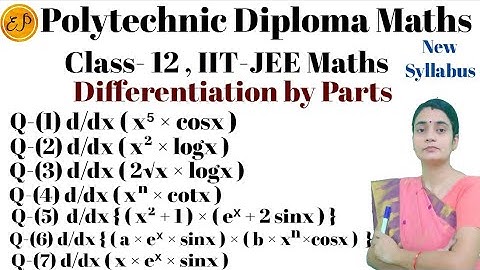 Differentiation by Parts|Differential Calculus|RGPV Diploma MathsM1|Class11,12|Product Formula