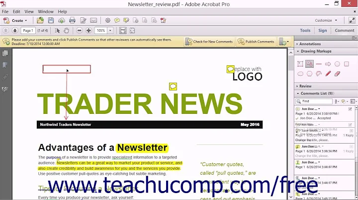 Adding Drawing Markups - Adobe Acrobat XI Training Tutorial Course