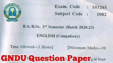 Gndu BA / Bsc 3rd Semester English Compulsory Question Paper || English Question Paper 2021
