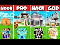 Minecraft: BEAUTY EASY MODERN HOUSE BUILD CHALLENGE - NOOB vs PRO vs HACKER vs GOD