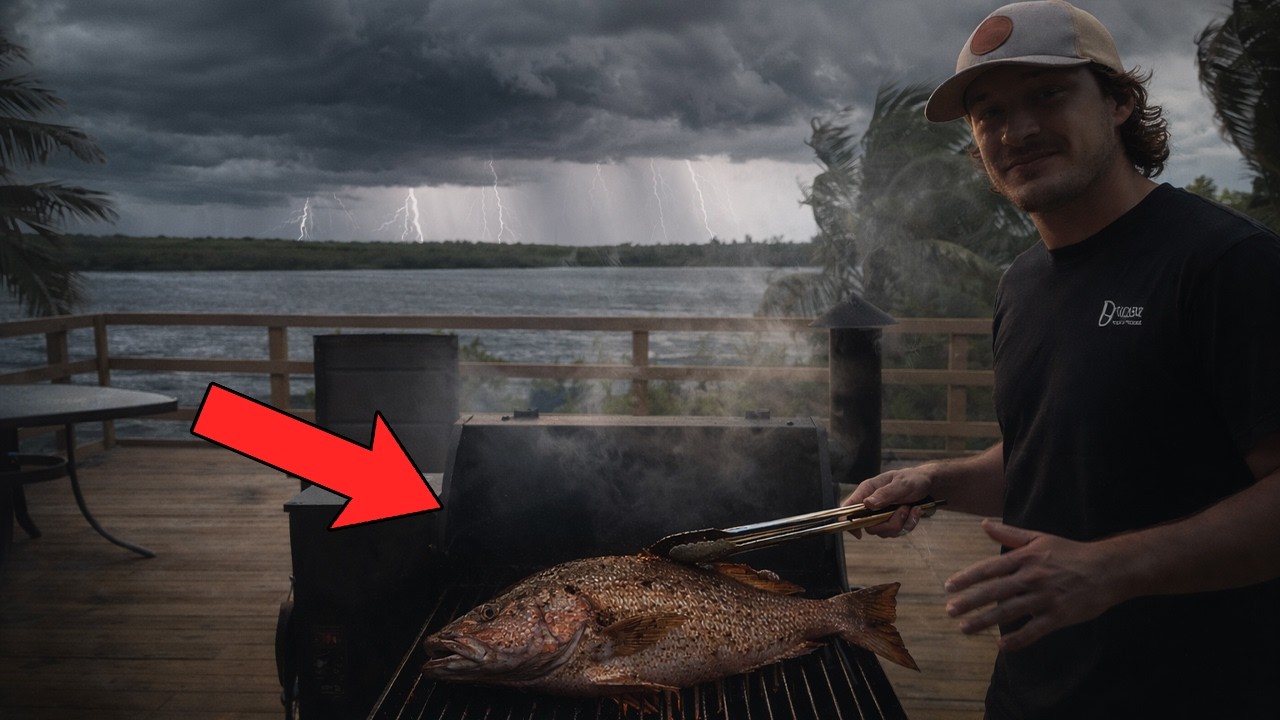 Готовлю ужин на гриле перед тем, как начнётся буря! *Улов и приготовление рыбы с помощью подводно...