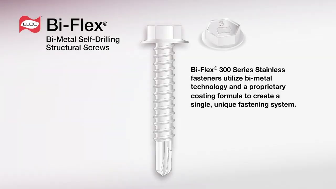 1/4-20 x 3 Bi-Flex 300 Series Bi-Metal Self-Drilling Screws