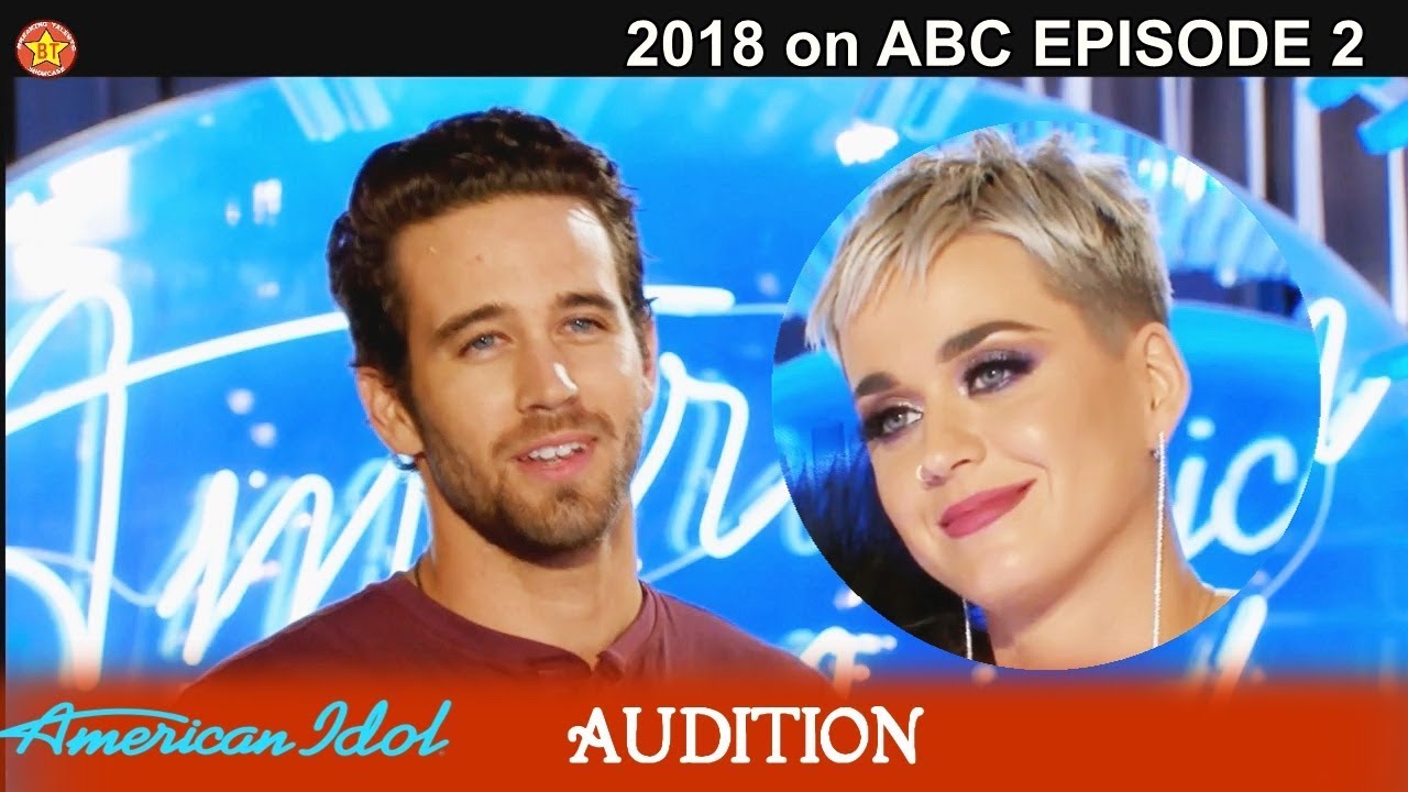 ⁣Trevor Holmes construction worker Katy Perry SWOONING BLUSHING Audition American Idol 2018 Episode 2