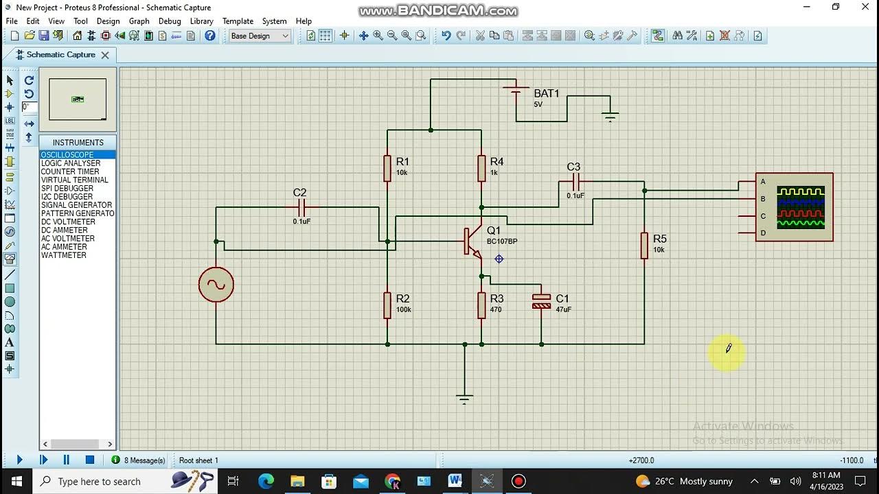 BJT amplifier circuit simulation using proteus software YouTube
