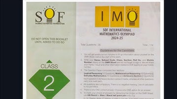Class 2 IMO Olympiad Question Paper 2024-25| SOF IMO Exam For Class 2|Math Olympiad |IMO|SOF|2024-25