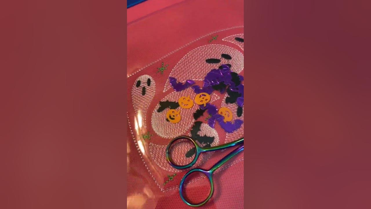 How to Add Confetti to a Machine Embroidery Applique Design Using Clear Vinyl by All Things