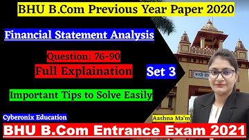 FSA | BHU B.Com Previous Year Paper 2020 Full Discussion | BHU B.Com Entrance Exam 2021