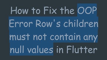 How to Fix the OOP Error Row