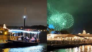 Night Boat Ride to Magic Kingdom, Polynesian, Grand Floridian w/ Fireworks in 4K | Walt Disney World