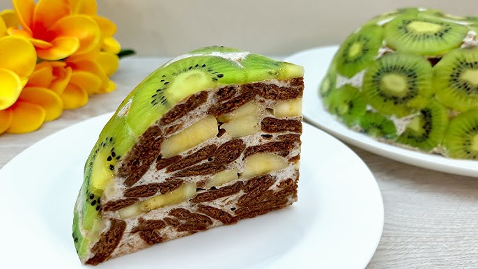 Творожный торт с киви без выпечки