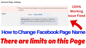 How to Solve " There are limits on this Page " | How to Change Facebook Page Name | Facebook Page