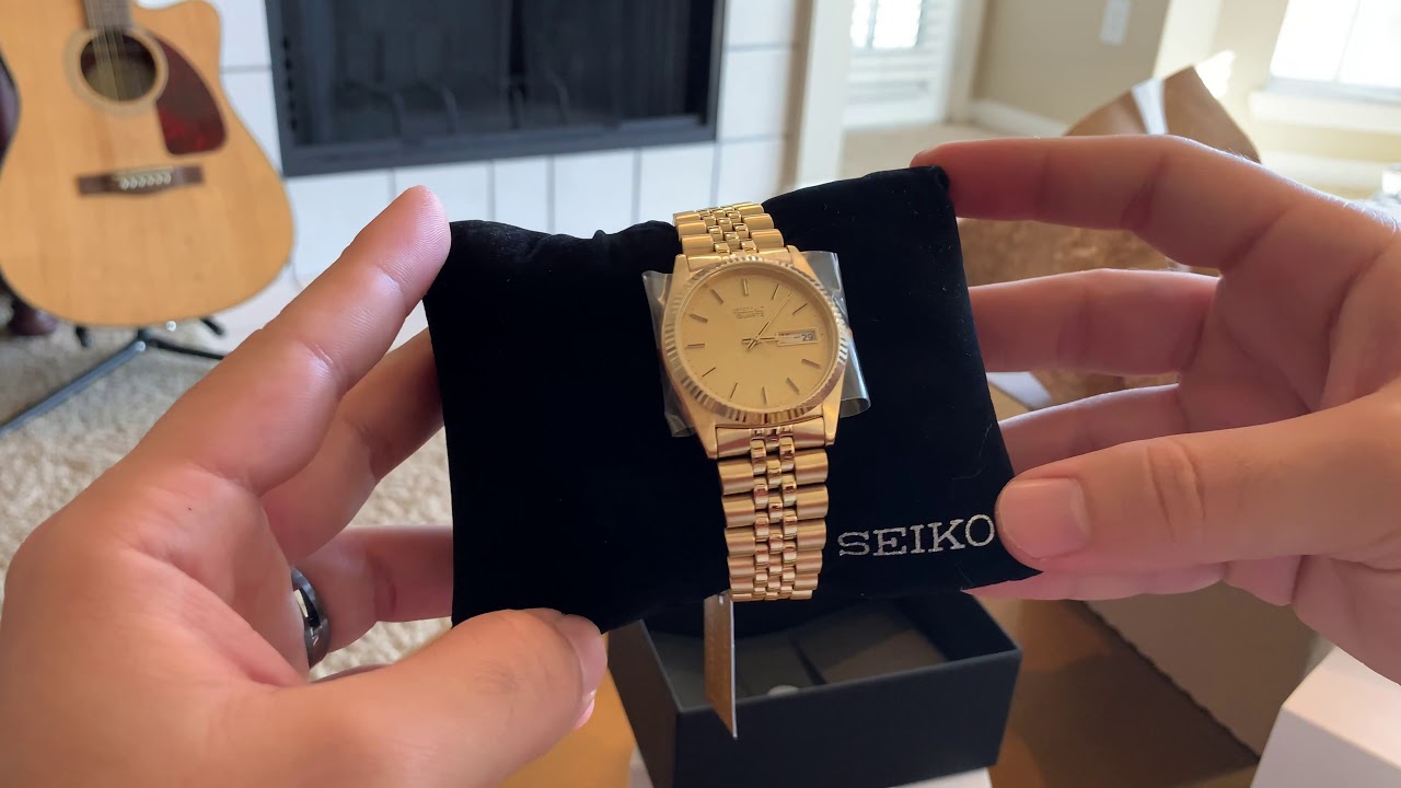 Review Seiko SGF206 Gold Tone Rolex Datejust Homage - YouTube